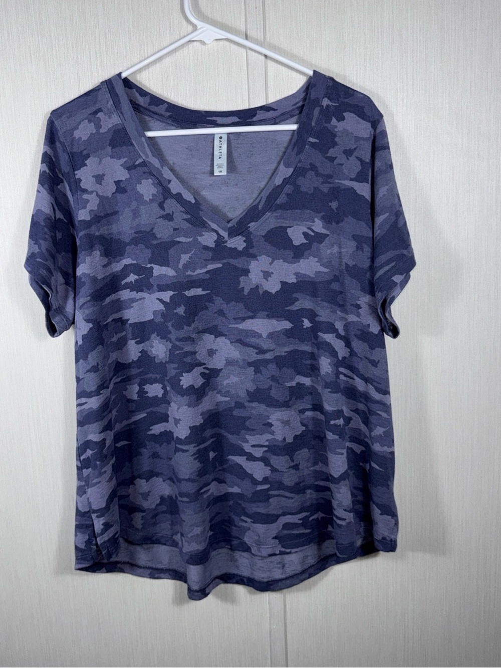 Athleta  Modal Blend Top 1X Purple Camo Lightweight Lounge Pullover Soft Stretch